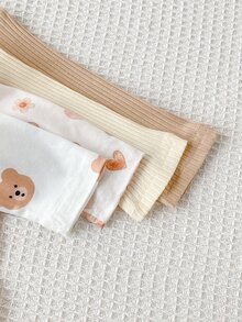 2件裝新生兒長袖連身包屁衣，可愛小熊設計，有機針織，舒適柔軟，居家穿著，新生兒最佳禮物，百搭時尚，最佳選擇 - 彩色 - 查看 5