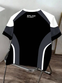 Daypath Men's Casual Contrast Color Print T-Shirt, Suitable For Spring/Summer Outdoor And Campus Wear - Black - View 2