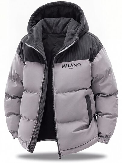 SHEIN Kids Tween Boy Casual Daily Patchwork Hooded Open Front Thick Woven Long Sleeve Winter Coat Parka Jacket Suitable For Commuting School Daily Casual Vacation Travel Sports Suitable For Spring Summer Autumn Winter