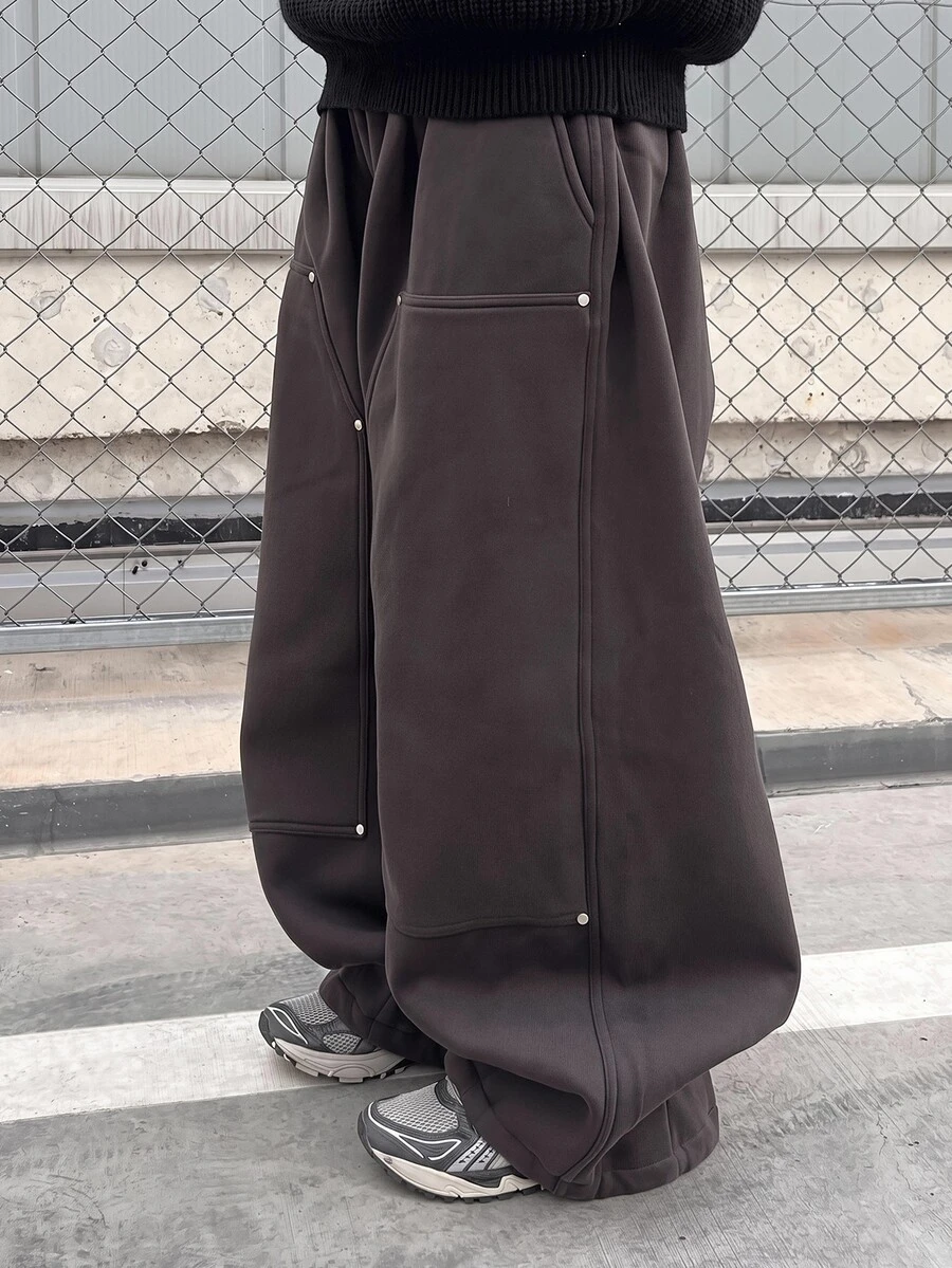 SHEIN 兒童 1件大童男孩休閒街頭風運動直筒長款運動長褲，Y2K下身單品，SS26，適合春夏，戶外穿著，旅行