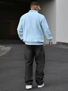 Devon Thys 男式纽扣前口袋破洞休闲牛仔裤，Grunge - 黑色 - 查看 5