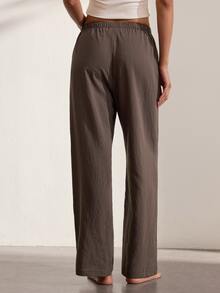 Ocili Comfortable Natural Linen Striped Camisole Nightgown Women's Loungewear Bottoms - Brown - View 4
