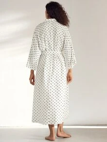Ocili Bata de mujer de lino suave y cómoda, estilo minimalista, para estar en casa - Multicolor - Ver 4
