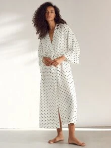 Ocili Bata de mujer de lino suave y cómoda, estilo minimalista, para estar en casa - Multicolor - Ver 6