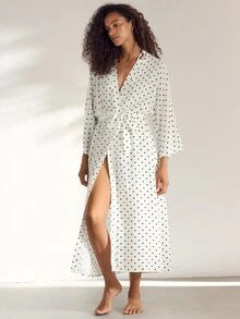 Ocili Bata de mujer de lino suave y cómoda, estilo minimalista, para estar en casa - Multicolor - Ver 2