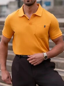 YOUESAWY YOUESAWY 男士短袖 Polo 衫，正式款 - 黃色 - 查看 4