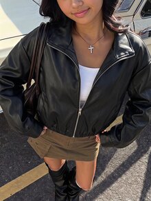 SHEIN Teen Girls Jackets - Black - View 1