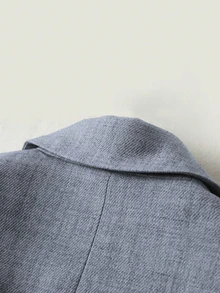 SHEIN Fiorisel 1 件女式灰色条纹拼布长袖缺口领西装外套 - 深灰色 - 查看 6