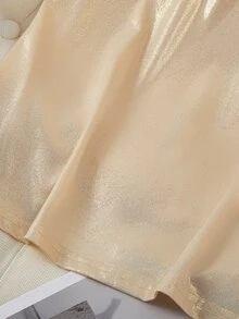 SHEIN Fiorisel Chic And Elegant Mermaid Princess Round Neck Shimmer T-Shirt - Apricot - View 6