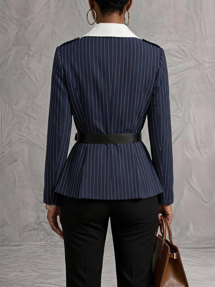 Linhara CURVE Plus Size Coats - Blue and White - View 1