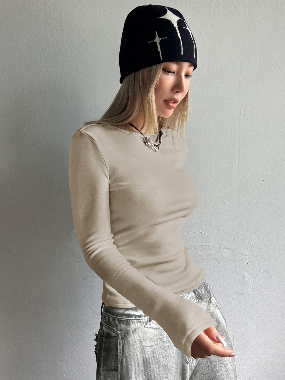 Women's Solid Color Thermal Lined T-Shirt Long Sleeve Women Tops,Thermal Lined Fall,Winter