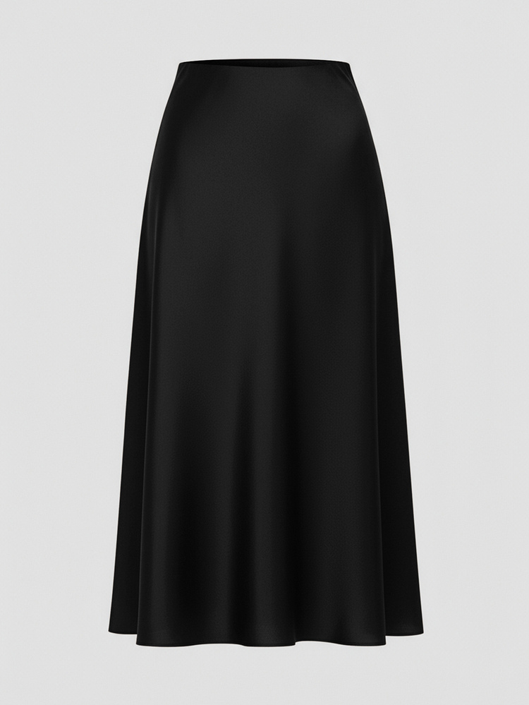 Firerie Falda A-Line de unicolor elegante y versátil para el uso diario en tallas grandes - Negro - Añade 3