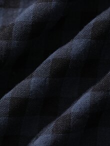 DAZY Plaid Asymmetric Front Loose Long Summer Women's Robe - Navy Blue - View 6