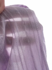 DAZY 女士纯色纹理领长袖休闲商务衬衫夏季 - 紫色 - 查看 3