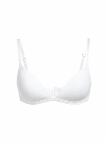 Ocili Women's Simple Solid Color Comfortable Wireless Bra - White - View 6