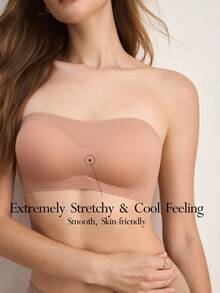 Ocili Women's Simple Versatile Bandeau Bra, Comfortable For Daily Wear - Coffee Brown - View 1