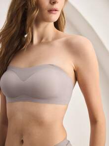 Ocili Women's Solid Color Comfortable Bandeau Bra - Baby Pink - View 7