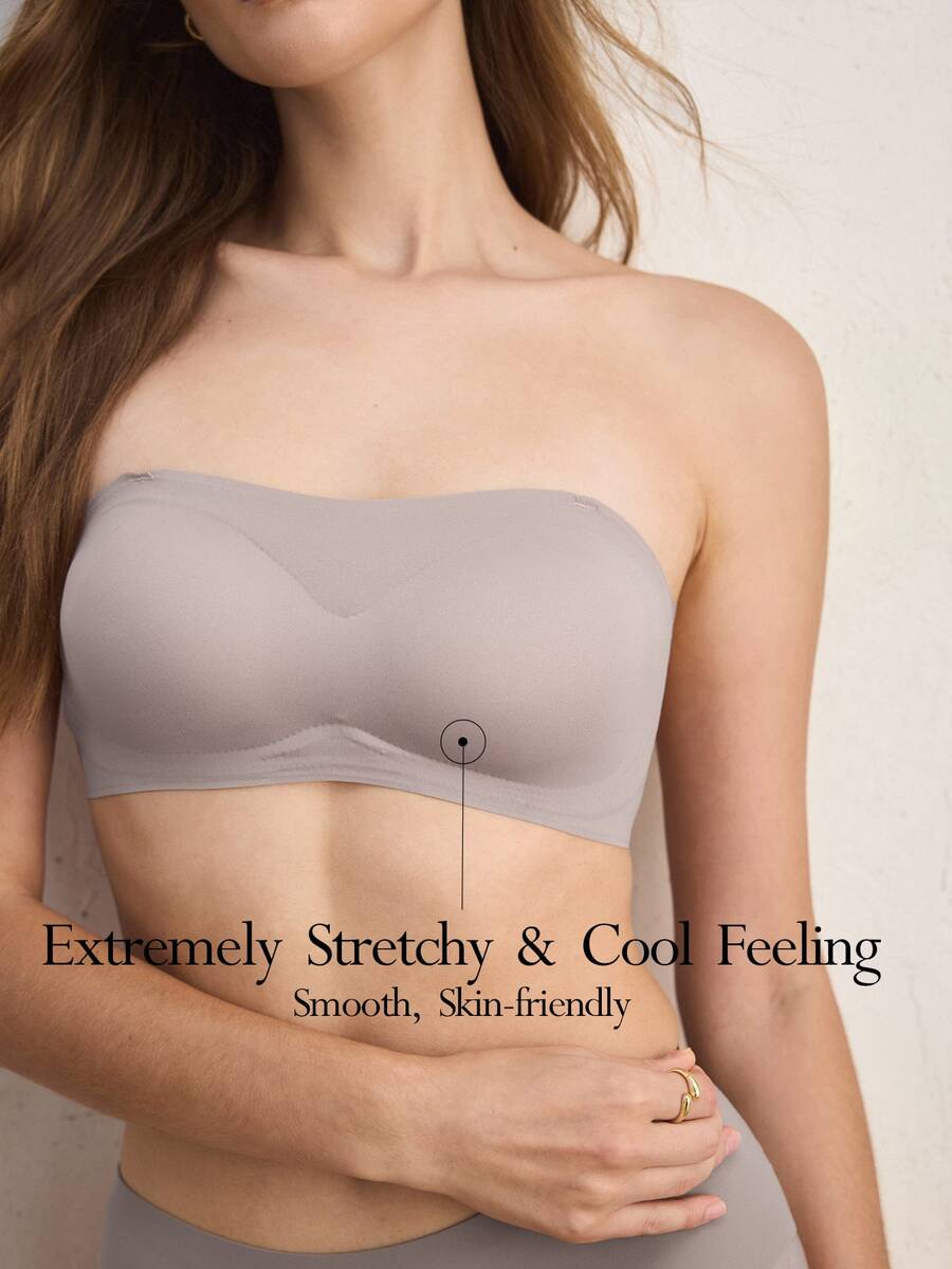 Ocili Women's Solid Color Comfortable Bandeau Bra - Baby Pink - View 1