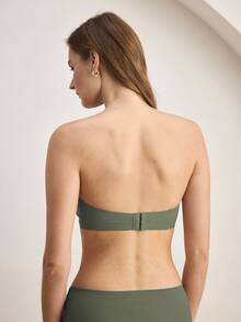 Ocili Women's Minimalist Solid Color Seamless Bandeau Bra - Army Green - View 2