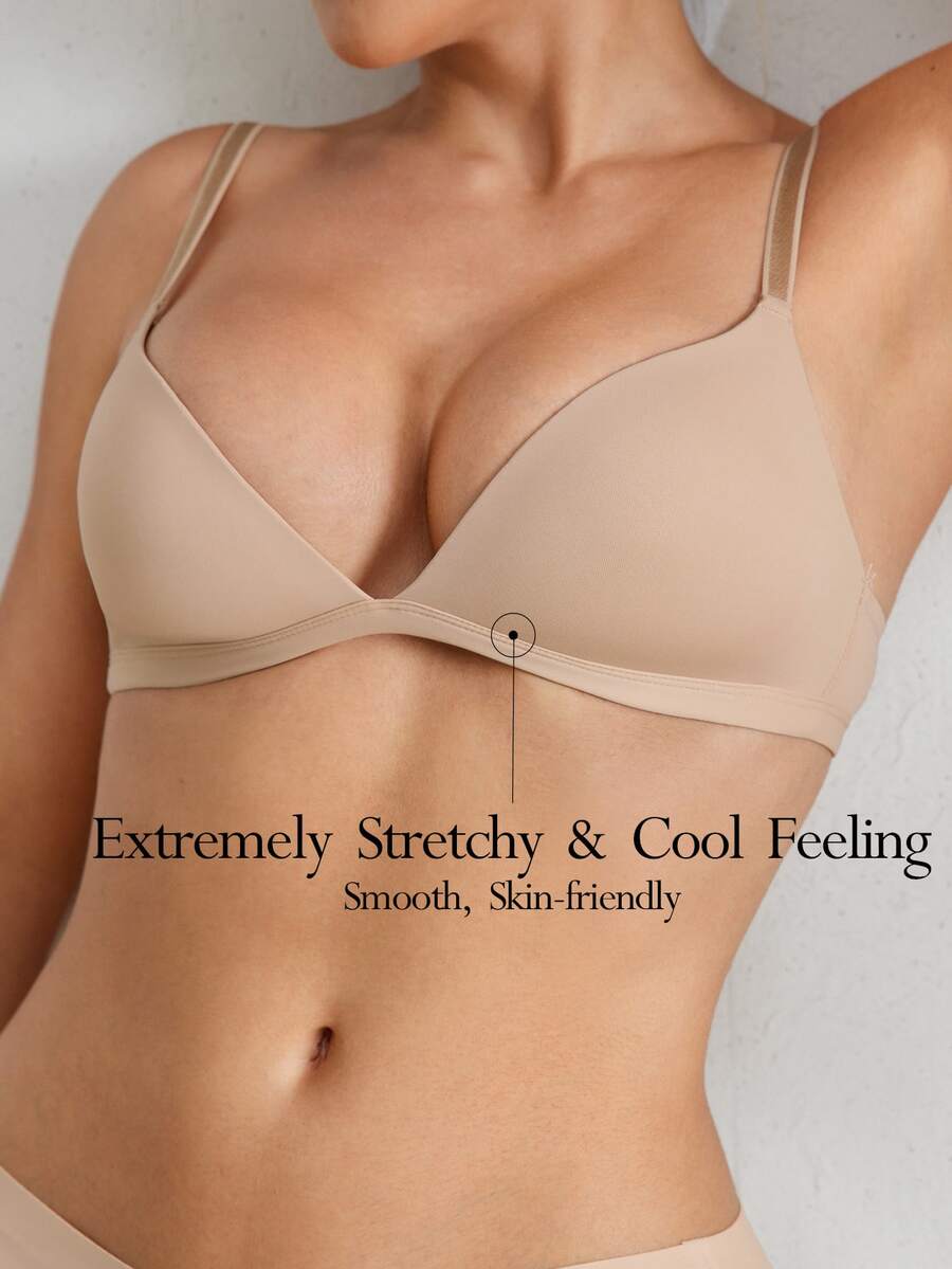 Ocili Sujetador cómodo de unicolor casual para mujeres - Beis - Ver 1
