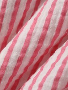 Dazy Plus Pink Striped Loose Long Robe, Spring/Autumn Home Wear Outerwear - Pink - View 3