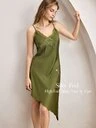 Ocili Women's Solid Color Lace Patchwork Sleeveless Summer Nightgown