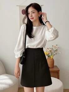 DAZY Solid High Waist Skirt,Pencil Skirt Fall Skirts - Black - View 5