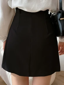 DAZY Solid High Waist Skirt,Pencil Skirt Fall Skirts - Black - View 2