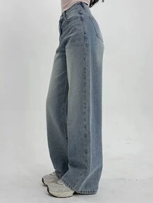 DAZY Women's Loose Fit Wide Leg Pockets Casual Jeans, Versatile - Blue - View 7