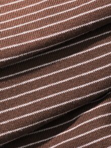 Dazy Plus Striped Slim Fit Camisole Top & Pajama Pants Set, Plus Size Women's Spring/Summer Loungewear - Brown - View 8