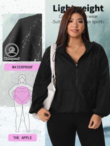 Solflare Plus Size Women's Solid Color Zipper Casual Versatile Everyday Jacket - Black - View 4