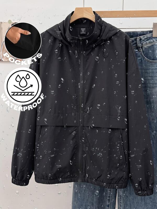 SHEIN EZwear Plus Size Women's Solid Color Zipper Casual Racing Normal Versatile Everyday Jacket Autumn Black Fall Hiking