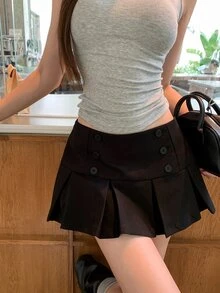DAZY Women's Pleated Korean Style Girly Mesh Skirt Fall - Black - View 7