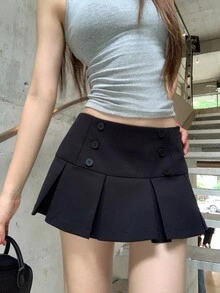 DAZY Women's Pleated Korean Style Girly Mesh Skirt Fall - Black - View 5