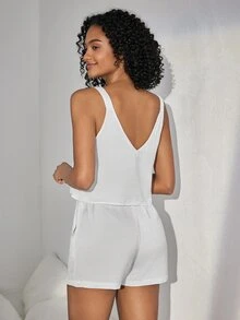 Ocili Leisure Ladies' Solid Color Vest And Shorts Casual Suit Set - White - View 2