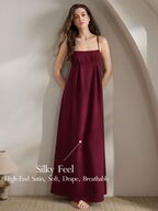 Ocili Leisure Women's Solid Color Bust Pleated Camisole Nightgown Babydoll Holiday Season