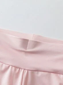 SHEIN 女款休閒素色輕量高腰寬鬆不對稱寬腿長褲，夏季畢業季適用 - 粉色 - 查看 6