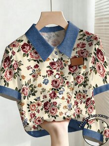 Breezaya Floral Print Short Sleeve Fashion Fairycore Traditional Casual Plus Size Shirt Brunch Party White Summer - Multicolor - View 1