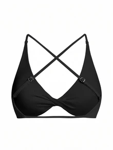 Sweetra CURVE Plus Size Women's Solid Color Twisted Knot Ruched Casual Daily Sports Bra - Multicolor - View 7
