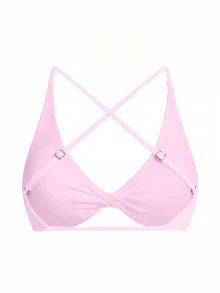 Sweetra CURVE Plus Size Women's Solid Color Twisted Knot Ruched Casual Daily Sports Bra - Multicolor - View 8