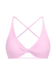 Sweetra CURVE Plus Size Women's Solid Color Twisted Knot Ruched Casual Daily Sports Bra - Multicolor - View 6
