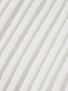 DAZY 女款夏季韓式高腰白色全滿印百褶裙，內建短褲口袋，修身運動健身休閒底層健身裙 - 白色 - 查看 10