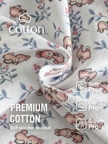 SHEIN 2件組新生女嬰連身衣套裝，四季通用秋冬/夏季爬行服，可愛兔子碎花粉色拼接連身衣，荷葉領連腳長袖連身褲，蝴蝶結裝飾，附配套印花帽子，居家穿著 - 粉色 - 查看 9
