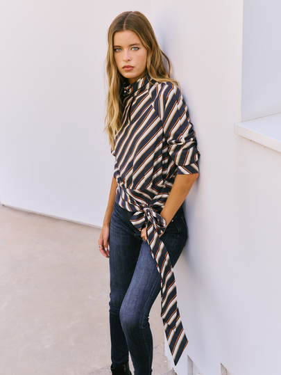 Nöista Versatile Turtleneck Long-Sleeved Top With A Diagonal Stripe Pattern,Vintage,Fall Winter, Elegant,Casual,Chic,