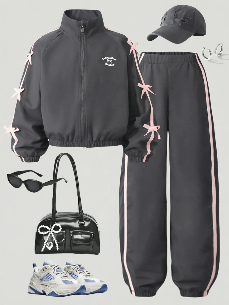 SHEIN 青少年女孩外套套裝 - 灰色 - 查看 1