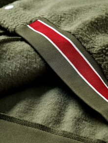 Manfinity Roghcode 男士春季休閒街頭風圖案中性時尚長袖夾克，毛巾刺繡，秋冬款，秋季度假綠 - 軍綠色 - 查看 8