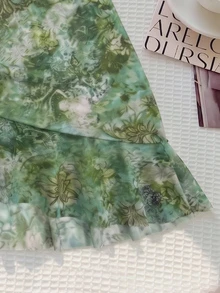 Elavelle 女士随机印花抽绳褶皱吊带泳衣罩衫裙，春夏款 - 彩色 - 查看 5