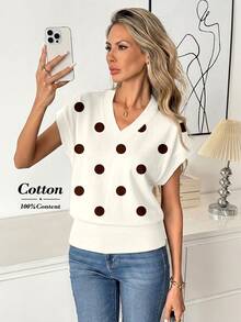 Comfylo Women's V-Neck Printed T-Shirt, Versatile For Summer - Multicolor - View 6