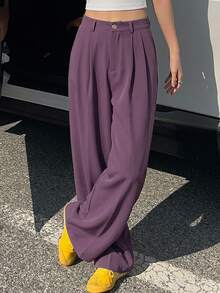 DAZY Casual Business Solid Color Straight Leg Suit Pants Fall/Winter - Lilac Purple - View 9