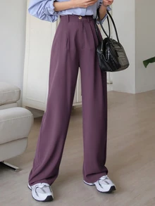 DAZY Casual Business Solid Color Straight Leg Suit Pants Fall/Winter - Lilac Purple - View 6